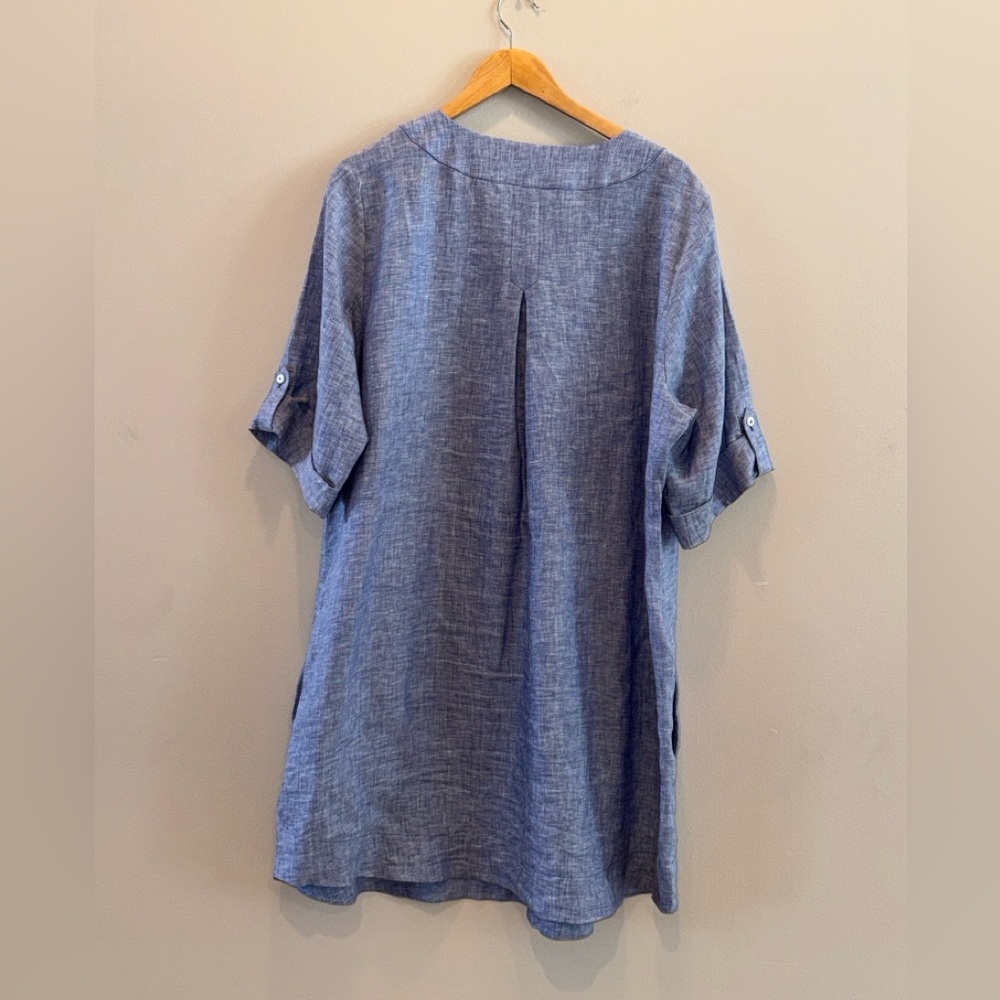 Foxcroft Light Blue Linen Shift Dress - Picture 12 of 14